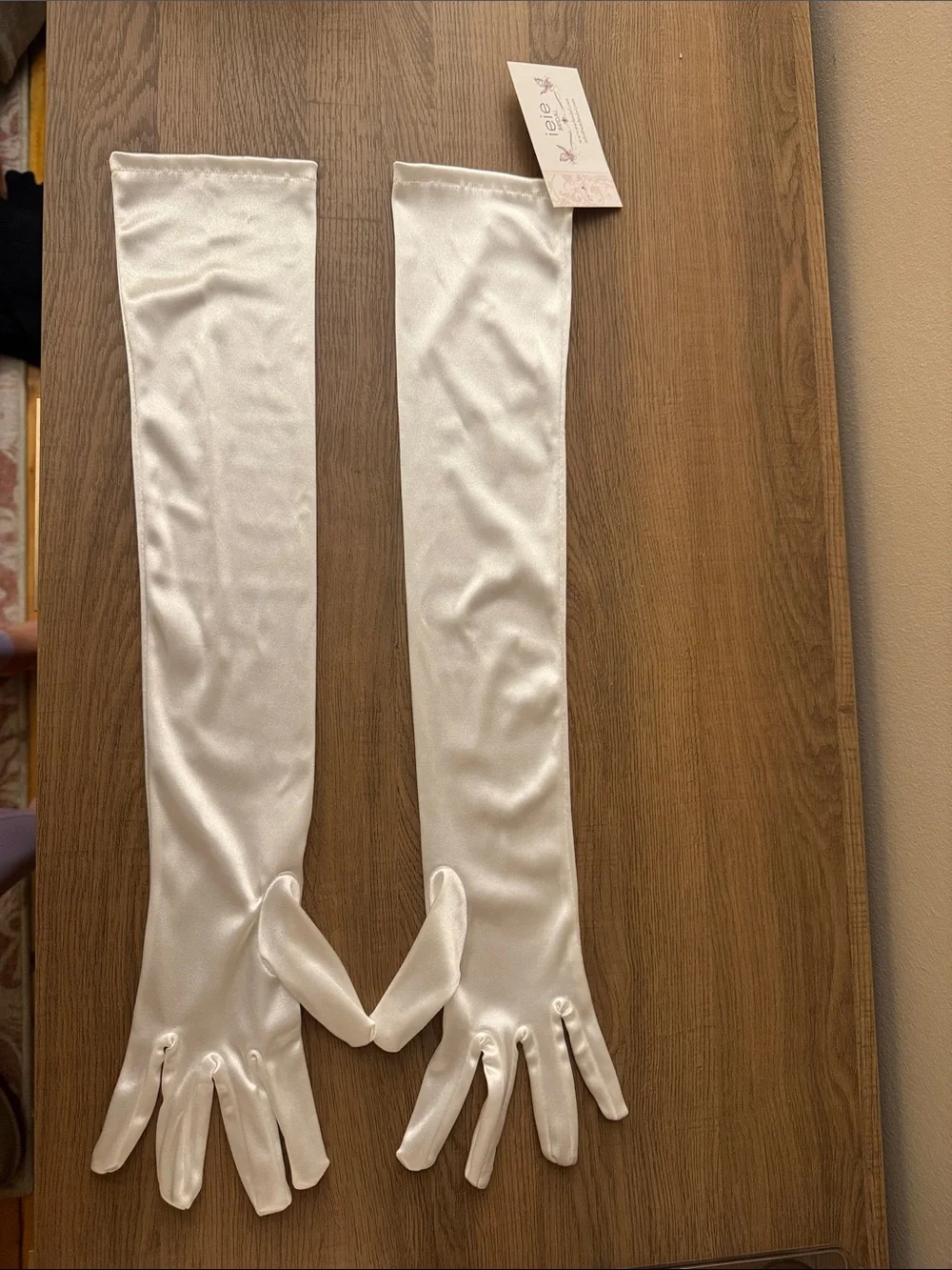 Long Satin Opera Gloves in Ivory